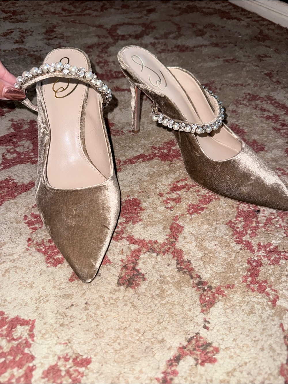 Sam Edelman Hyland Velvet Embellished Mule Heels Size 8 NWOT